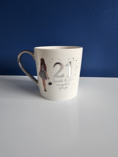 21st birthday mug silver - birthday,