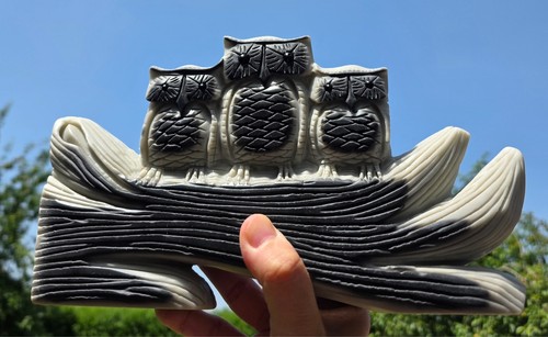 Tai chi jade owl carving - jade,