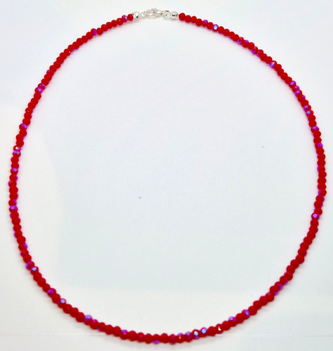 Red crystal rondelle - ab, beaded