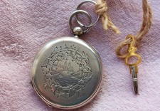 Antique Silver Key Wind Pocket Watch 1900's - [42mm] French Model. 