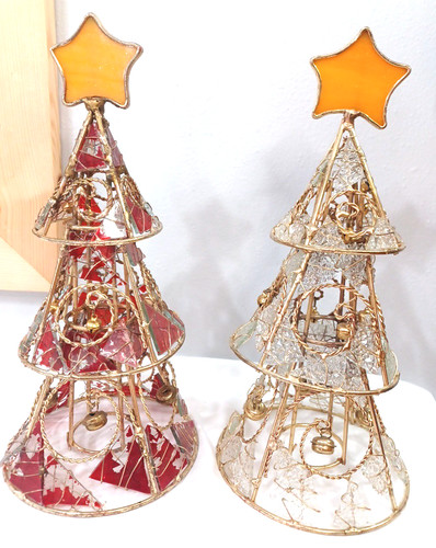 Christmas gold wire glass tree - christmas,