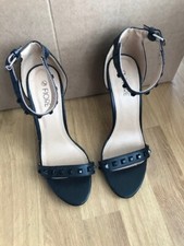 FIORE LADIES BLACK VERY HIGH STILETTO HEELED STUD DETAIL SHOES SIZE 5 UK, 38 EUR