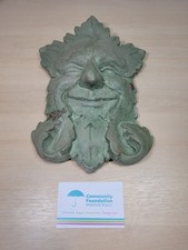 Vintage George Carruth Signed Green Man Garden Ornament Cast Cement 1989