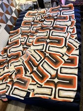 Vintage Mid Century Curtains Psychedelic 60s 70s Brown & Orange Geometric