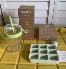 Nespresso Travel Iced Tumbler Pistachio & Barista Ice Cube Tray Aquamarine