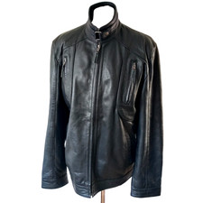 LLD Cafe Racer Black Leather Jacket L Biker Retro Indie Soft