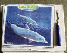 DIY Mat Latch Hook Rug Making Kit Beginner Embroidery Carpet Kit Dolphins 