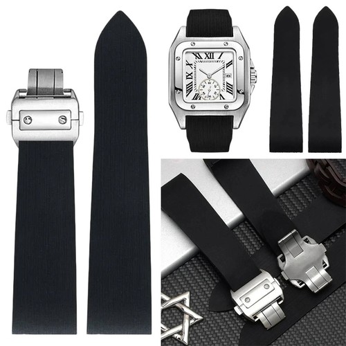 Black rubber watch strap - rubber, for