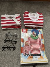 Where's Wally Red & White Fancy Costume T-shirts plus 3 x Nerd Glasses
