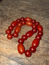 VINTAGE CHERRY BAKELITE BARREL BEAD NECKLACE - 73.4g