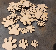 25 x Wooden MDF Paw Print