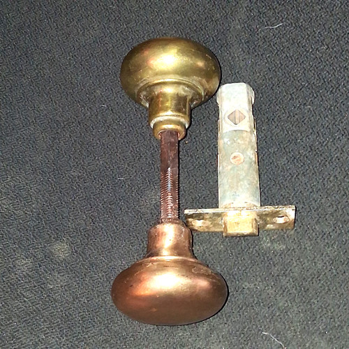 Vintage set brass door knobs - door,