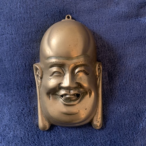 Brass smiling buddha head - smiling,