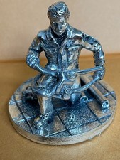 English Miniatures PIPE THREADER Fine Art Sculpture Tradesman Pewter Vintage