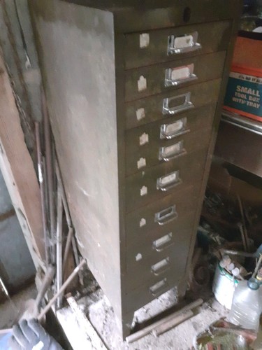 Vintage metal drawer filing - 10-drawer,