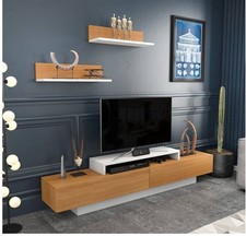 Decorotika Lusi Modern 180cm TV Stand TV Unit for TVs up to 80inch (Teak/White)