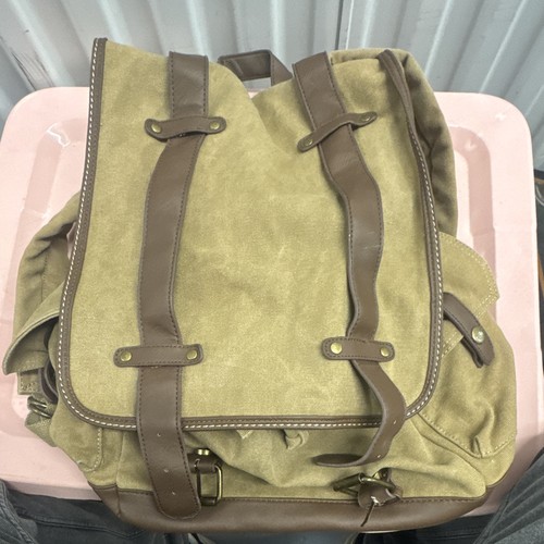 Vtg canvas backpack - vtg, leather
