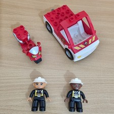 Lego Duplo Fire Engine Not Complete 2x Fireman + Motorbike 