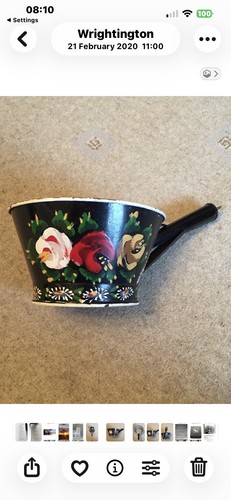Vintage enamel metal pan - vintage, hand
