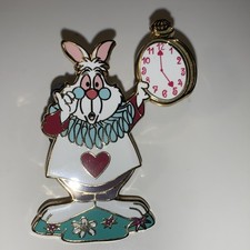 Rare White Rabbit Holding Clock Disneyland Pin Badge Great Condition 