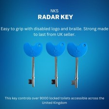 3 x NKS RADAR KEY Disabled Toilet Bathroom Door Access Braille Easy Turn