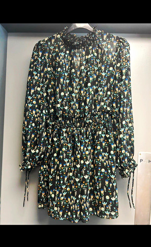 Zara black floral blouson mini - black,