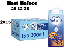 2X15 Aptamil 3 Toddler Baby Milk 200ml Ready to Use Liquid Formula BBE 29-12-25