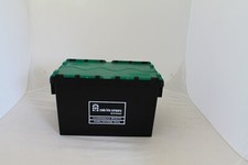10 x Used Black/Green Removal Storage Crates Box Container 65L