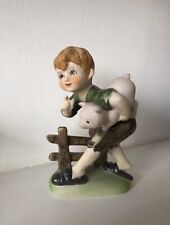 Lefton China Boy Carrying Pig Figurine Ornament Vintage