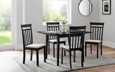 Black Extending Butterfly Leaf Dining Table L80-120cm & 4 Chairs RUFUS