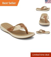 Chic Women's Parrotfish Flip-Flops: Comfortable Leather & Braided Ombre Strap