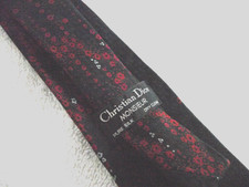 CHRISTIAN DIOR MONSIEUR Silk Tie - Red & Black - RARE Falling Poppies Pattern