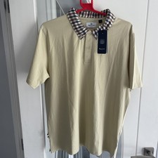 100% Genuine Aquascutum Beige Check Polo Shirt Rrp £105 More Styles Av, Size-L.