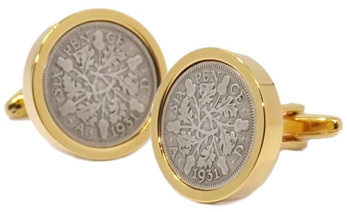 1931 sixpence coins 9ct - coins, gold