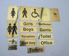 Brass door signs Toilets pub
