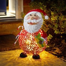 Santa Claus LED Christmas Decoration Metal Spiral Light Up Home Ornament Metal