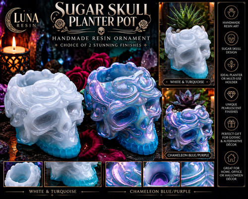 Handmade resin sugar skull - resin,