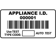 Appliance ID Labels with Barcode for Portable Appliance Testing - Design 1