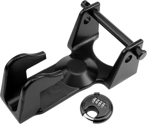 Black gooseneck trailer lock - black,