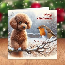 Miniature Poodle Dog Christmas Card