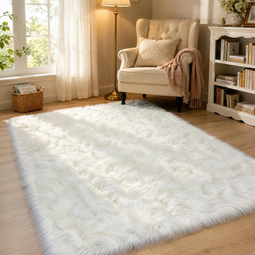 Faux sheepskin rug - sheepskin, rug,