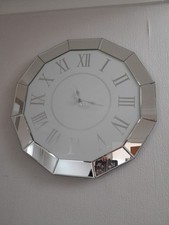 CLOCK    MIRRORED GLASS WALL  WORKING PERFECTLY LOOKS STUNNING