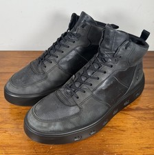 Ecco Street 720 Black Leather Gore-Tex Casual Lace Up Mid Trainers UK 7
