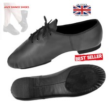 JAZZ DANCE SHOES Black Leather Split Sole Pumps Unisex Split Sole JAAZ Shoes
