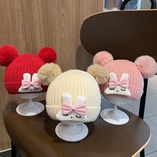 Rabbit Winter Toddler Hat Woolen Girls Knitted Hat Cute Baby Beanie Cap  Winter