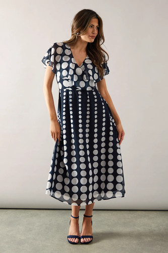 Wallis navy fit flare dress - &,