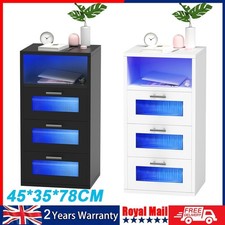 3 Drawers LED Bedside Table