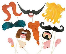 Pack of 12 - Jumbo Facial Features Photo Stick Props Photo Booth Party Decor