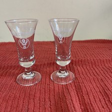 x2 Jagermeister Pedestal Shot Glass, 3 3/4" Tall (Used)  