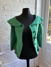 Vintage 1980s Zandra Rhodes Jade Green Suit, custom made,  Size Small (10)